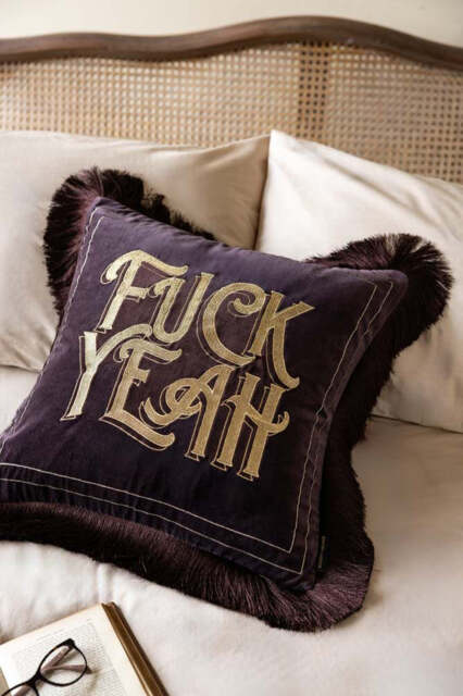 Gold Embroidered Fuck Yeah Cushion - image 1