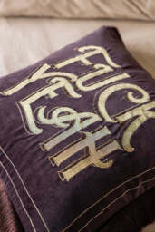 Gold Embroidered Fuck Yeah Cushion - thumbnail 3