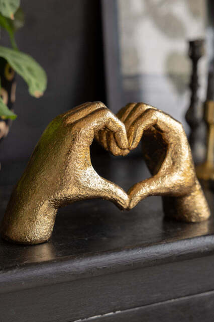 Antique Gold Heart Hands Ornament - image 1