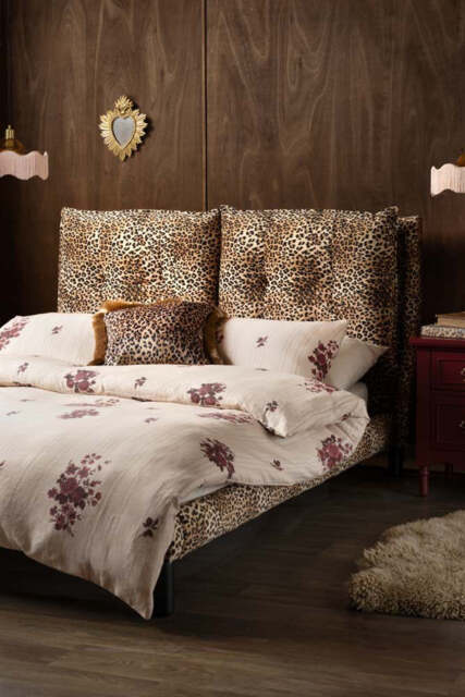 Lounge Lover Bed in Leopard Print Velvet - Available in 3 Sizes - image 1