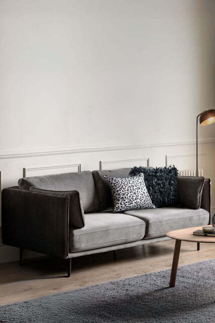 Modern Charcoal Grey Velvet 3-Seater Sofa - image 1