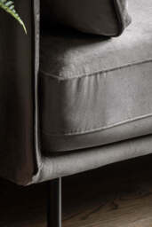 Modern Charcoal Grey Velvet 3-Seater Sofa - thumbnail 5