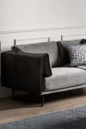 Modern Charcoal Grey Velvet 3-Seater Sofa - thumbnail 3