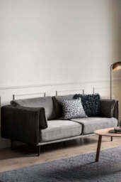 Modern Charcoal Grey Velvet 3-Seater Sofa - thumbnail 1