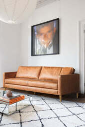 Vintage-Style Brown Leather 3-Seater Sofa - thumbnail 1