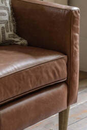 Vintage-Style Brown Leather 3-Seater Sofa - thumbnail 4