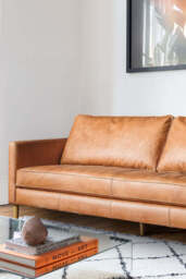 Vintage-Style Brown Leather 3-Seater Sofa - thumbnail 3
