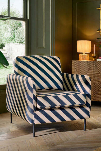 The Edie Sand and Black Stripe Armchair - image 1