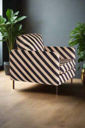 The Edie Sand and Black Stripe Armchair - thumbnail 4