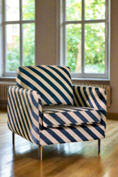 The Edie Sand and Black Stripe Armchair - thumbnail 5