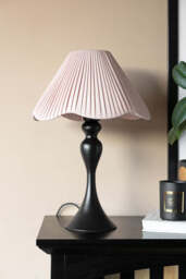 Curved Table Lamp With Pink Pleated Lampshade - thumbnail 4