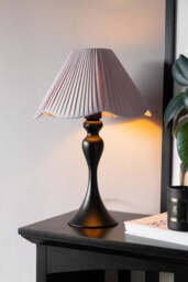 Curved Table Lamp With Pink Pleated Lampshade - thumbnail 1