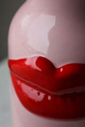 Pink Ceramic Vase With Luscious Red Lips - thumbnail 5
