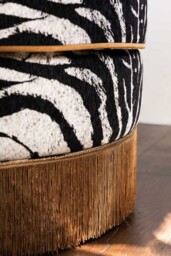 Zebra Print Tassel Swivel Chair - thumbnail 4