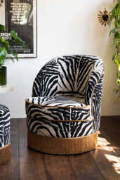 Zebra Print Tassel Swivel Chair