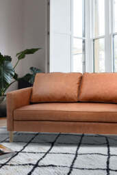 Vintage-Style Brown Leather 2-Seater Sofa - thumbnail 3