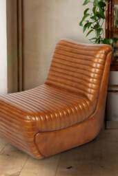 Traditional Brown Leather Occasional Chair - thumbnail 3
