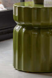 Ribbed Edge Round Side Table in Green Glaze - thumbnail 4