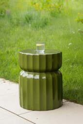 Ribbed Edge Round Side Table in Green Glaze - thumbnail 1