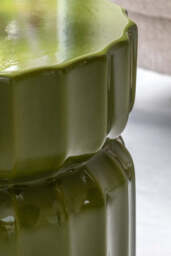 Ribbed Edge Round Side Table in Green Glaze - thumbnail 5