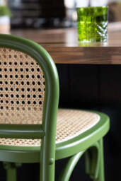 Set of 2 Chez Pitou Wood & Woven Cane Bar Stools in Green - thumbnail 4