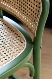 Set of 2 Chez Pitou Wood & Woven Cane Bar Stools in Green - thumbnail 3