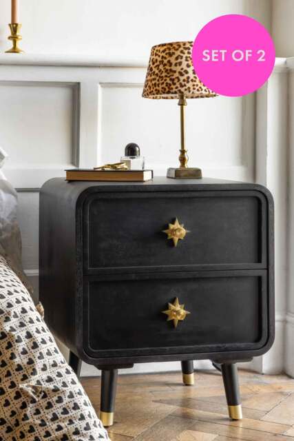 Set Of 2 Black Ringo Bedside Tables - image 1