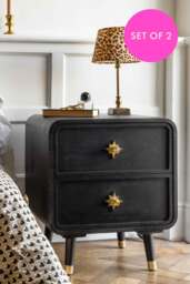 Set Of 2 Black Ringo Bedside Tables - thumbnail 1