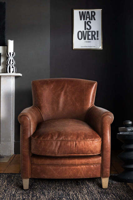 Vintage-Style Dark Brown Leather Armchair - image 1
