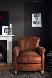 Vintage-Style Dark Brown Leather Armchair - thumbnail 4