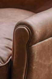 Vintage-Style Dark Brown Leather Armchair - thumbnail 3