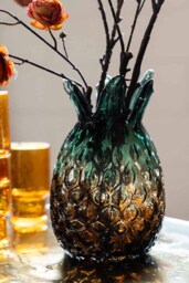 Ombre Green Pineapple Glass Vase