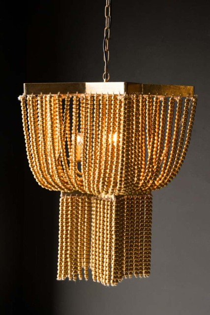 Gold Star Shaped Beaded Statement Chandelier Light - image 1