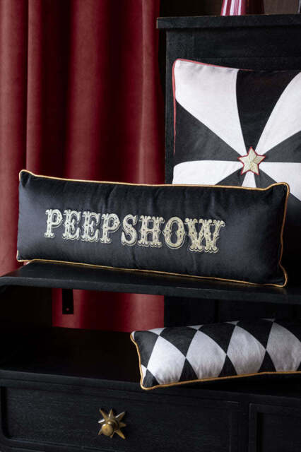 Gold Embroidered Peep Show Cushion - image 1