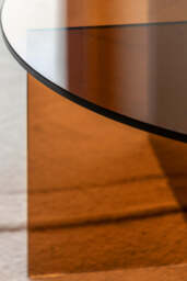 Seventies Amber Glass Oval Coffee Table - thumbnail 5