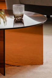 Seventies Amber Glass Oval Coffee Table - thumbnail 4