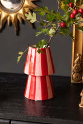 Red & Pink Stripe Flower Vase - thumbnail 3
