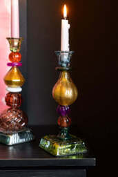 Set Of 2 Quirky Coloured Glass Candlesticks - thumbnail 3