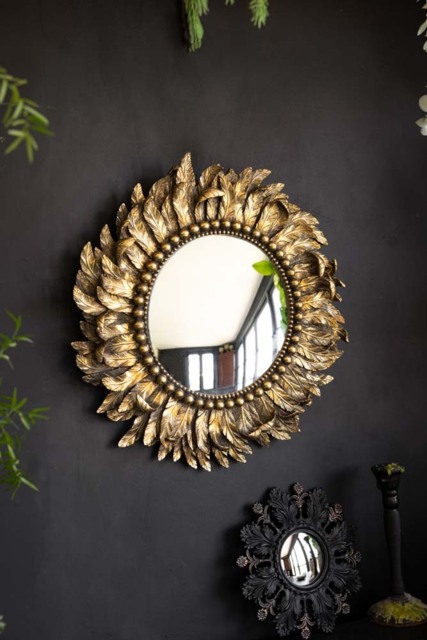 Golden Feather Round Wall Mirror - image 1