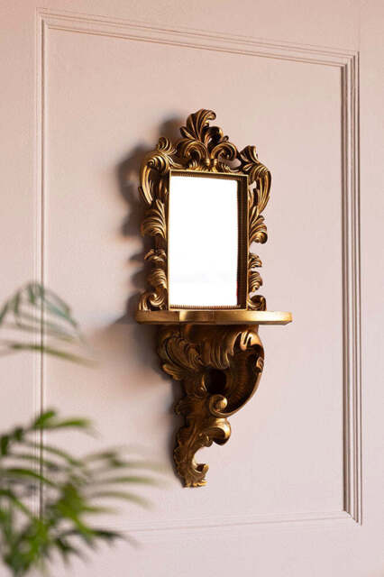 Ornamental Wall Shelf with Mirror - image 1