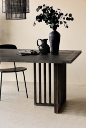 Black Wood Dining Table With Slatted Legs - thumbnail 1