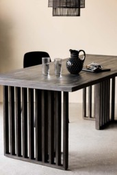 Black Wood Dining Table With Slatted Legs - thumbnail 3