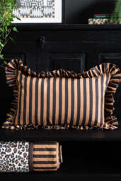 Leopard Print & Stripe Reversible Cushion - thumbnail 4