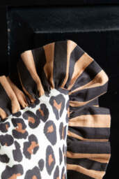 Leopard Print & Stripe Reversible Cushion - thumbnail 5