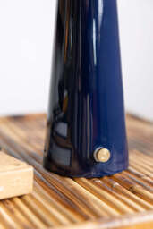 Metal Fluted Tan & Navy Rechargeable Table Lamp - thumbnail 5