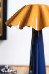 Metal Fluted Tan & Navy Rechargeable Table Lamp - thumbnail 4