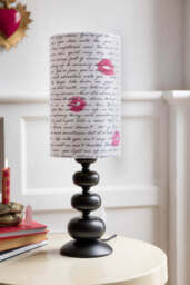 Curve Black Table Lamp With Love Letter Shade - thumbnail 1