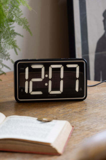 Black & White Retro Alarm Clock - image 1