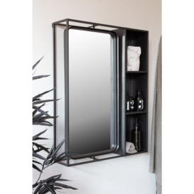 Industrial Style Metal Bathroom Mirror With Side Shelving Unit - thumbnail 1