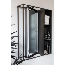 Industrial Style Metal Bathroom Mirror With Side Shelving Unit - thumbnail 2